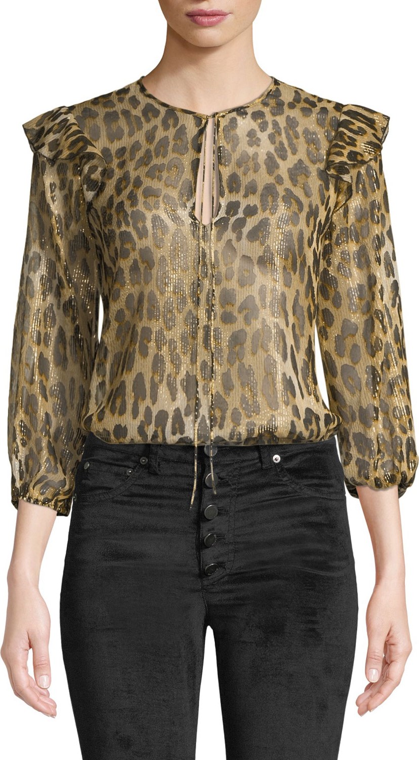 Alice + Olivia Sissy Tiered Ruffle-Sleeve Blouse