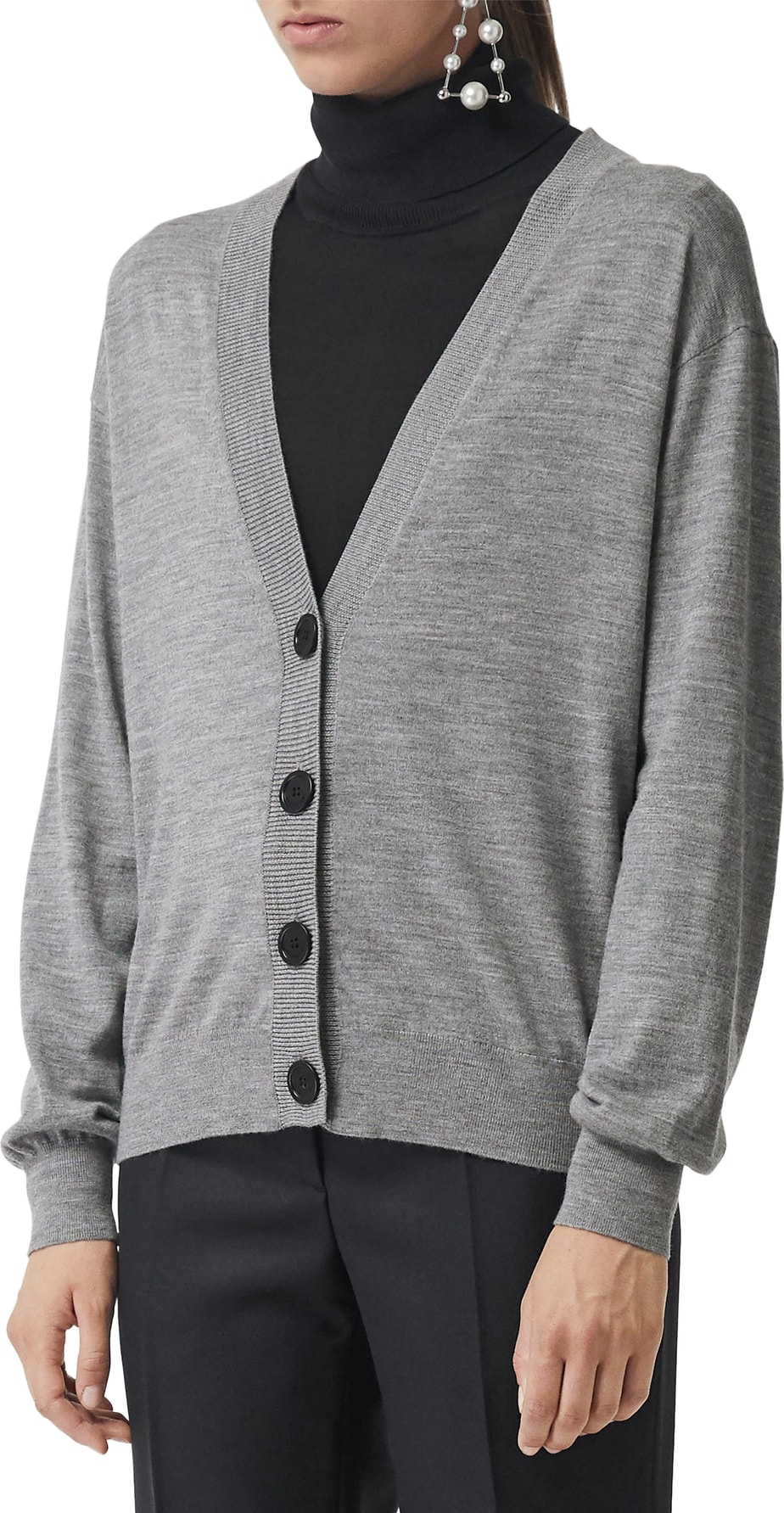 Burberry London England Dornoch Check Detail Merino Wool Cardigan