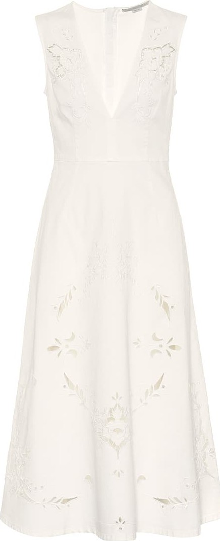 Stella McCartney Embroidered denim midi dress