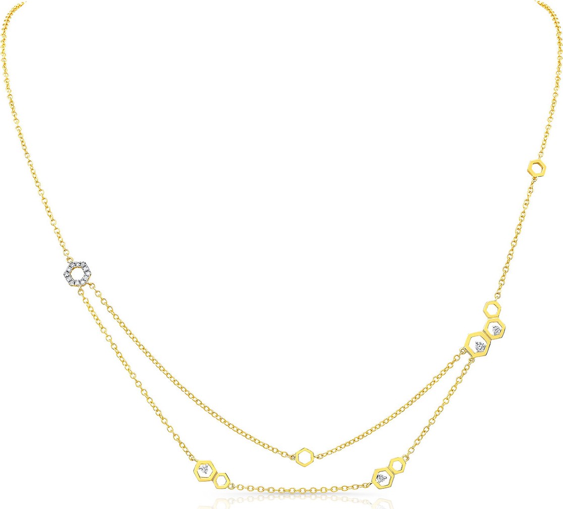 Ron Hami 14k Diamond Layered Love Bolt Necklace