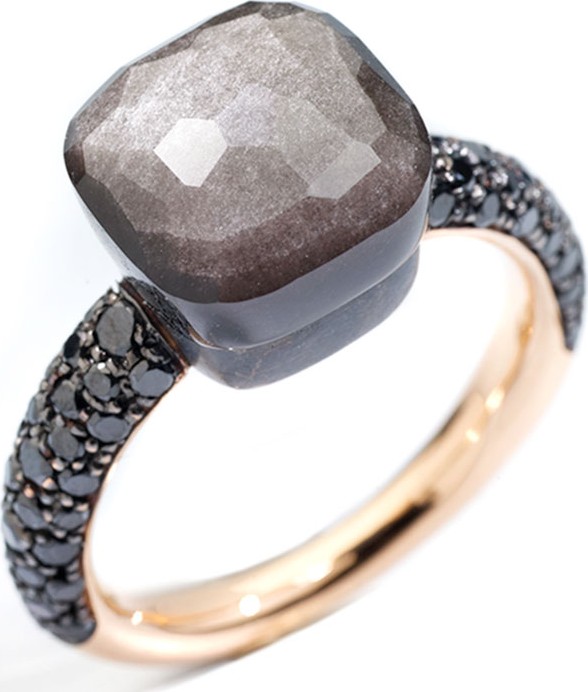 Pomellato NUDO 18k Rose Gold/Titanium Obsidian & Black Diamond Ring