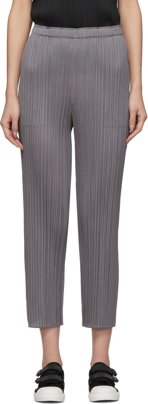 Pleats Please By Issey Miyake Grey Pleats Basics Trousers