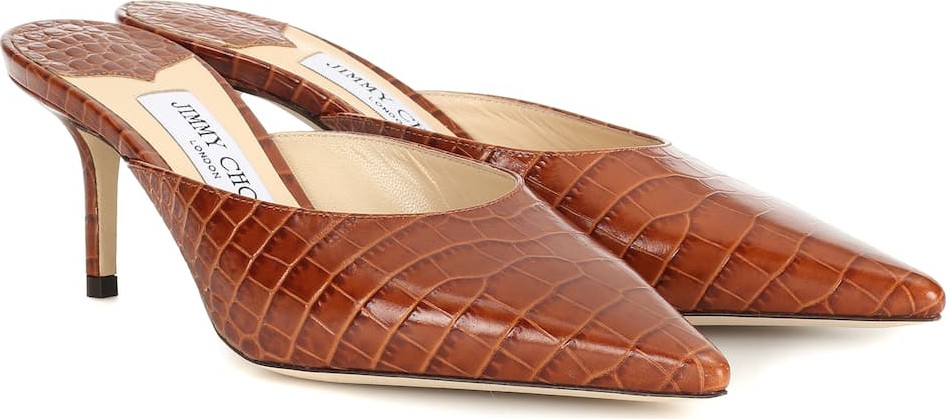 Jimmy Choo Rav 65 embossed leather mules