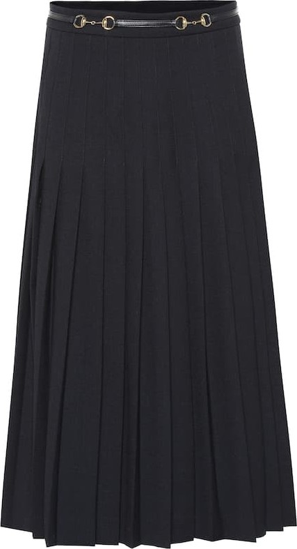 Gucci Pleated wool-blend skirt