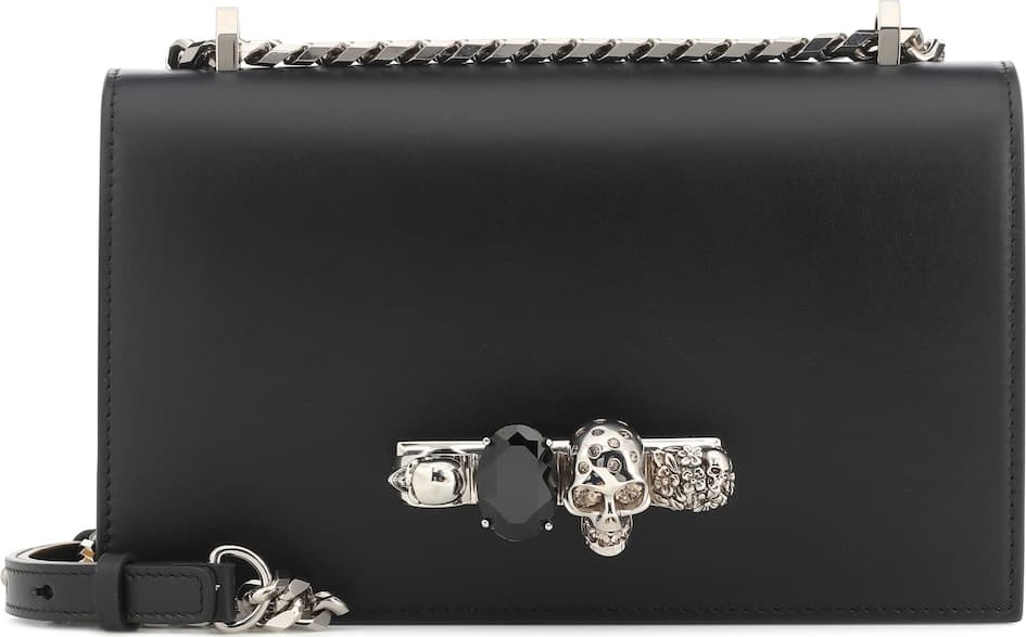 Alexander McQueen Skull crystal leather shoulder bag