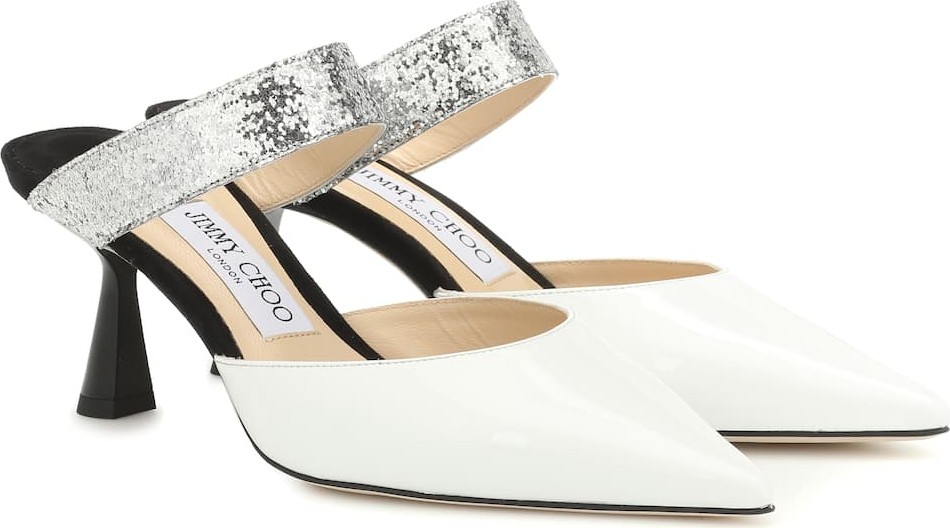 Jimmy Choo Sophina 65 glitter and leather mules