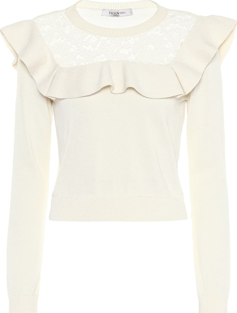 Valentino Lace-trimmed cotton sweater