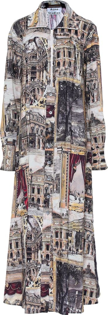 Acne Studios Printed linen-blend maxi dress