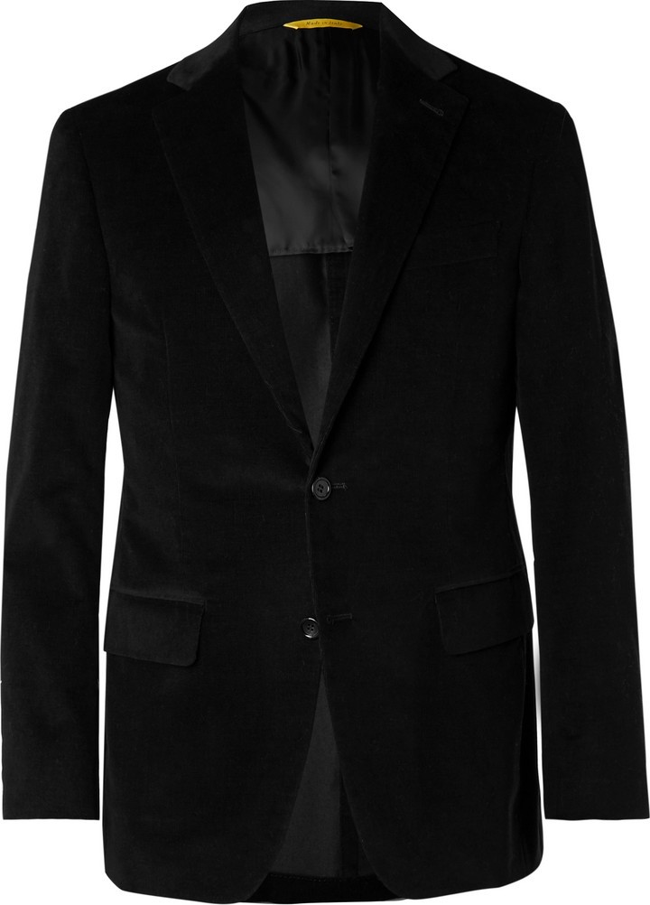 Canali Black Kei Slim-Fit Cotton-Blend Corduroy Suit Jacket