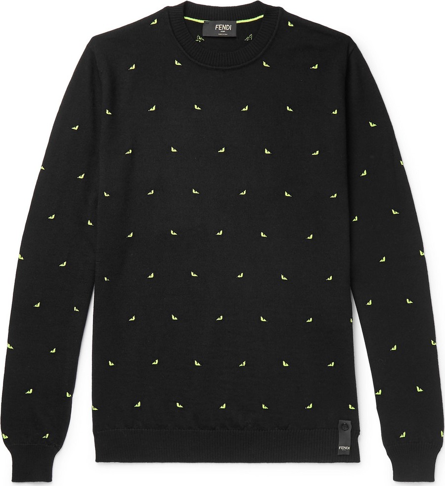 Fendi Slim-Fit Intarsia Wool-Blend Sweater