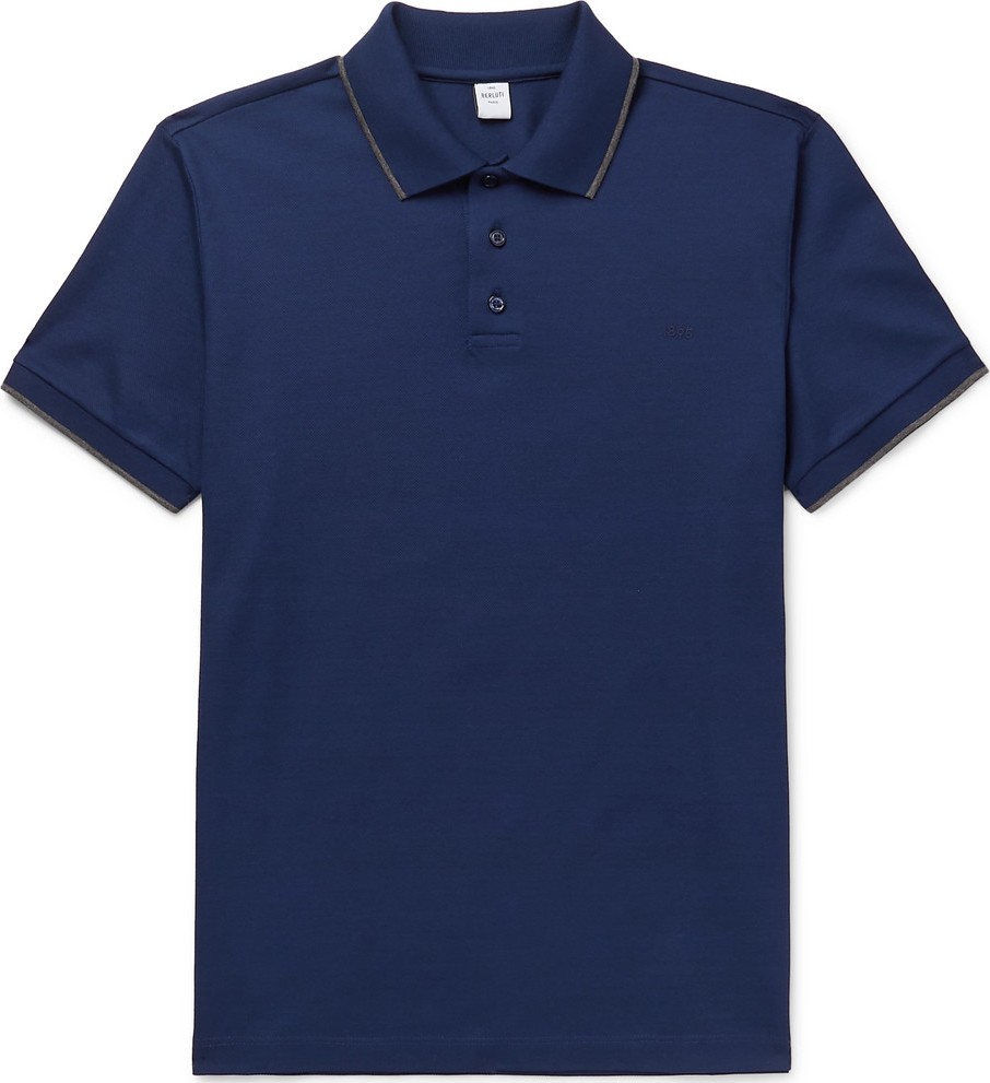 Berluti Slim-Fit Contrast-Tipped Cotton-Piqué Polo Shirt