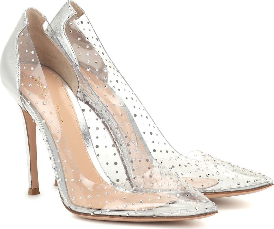 Gianvito Rossi Exclusive to Mytheresa – Plexi 105 embellished leather pumps