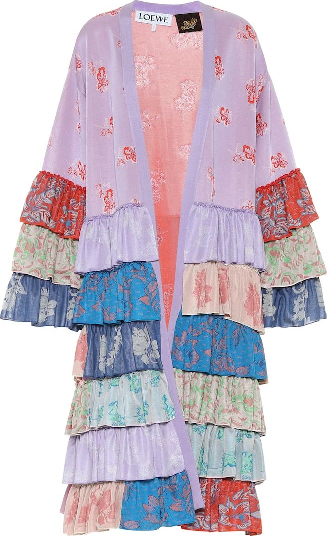 LOEWE Paula's Ibiza ruffled jacquard robe coat