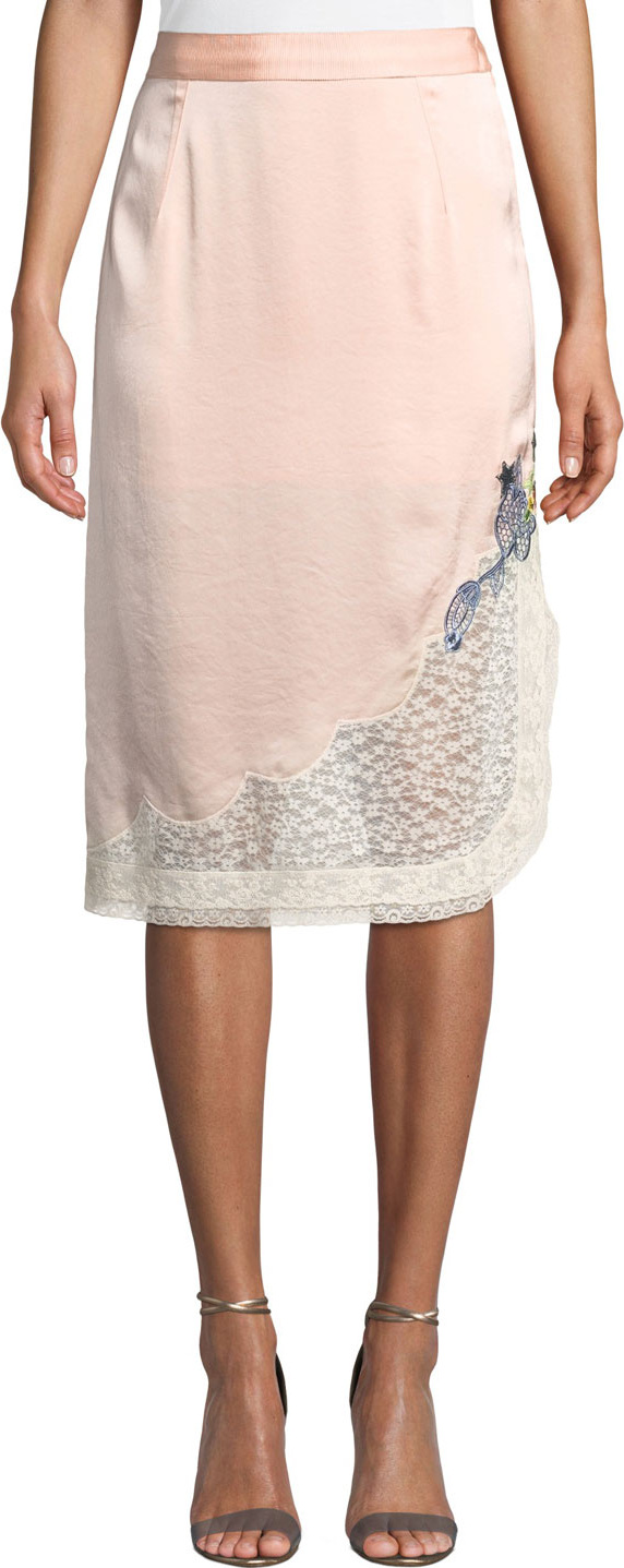 COACH x Selena Gomez Midi Skirt with Lace Trim
