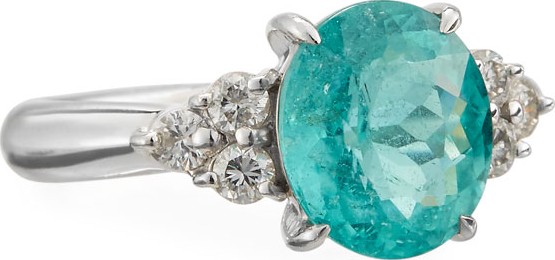 Alexander Laut Paraiba Tourmaline & Diamond Ring in Platinum, Size 7.75