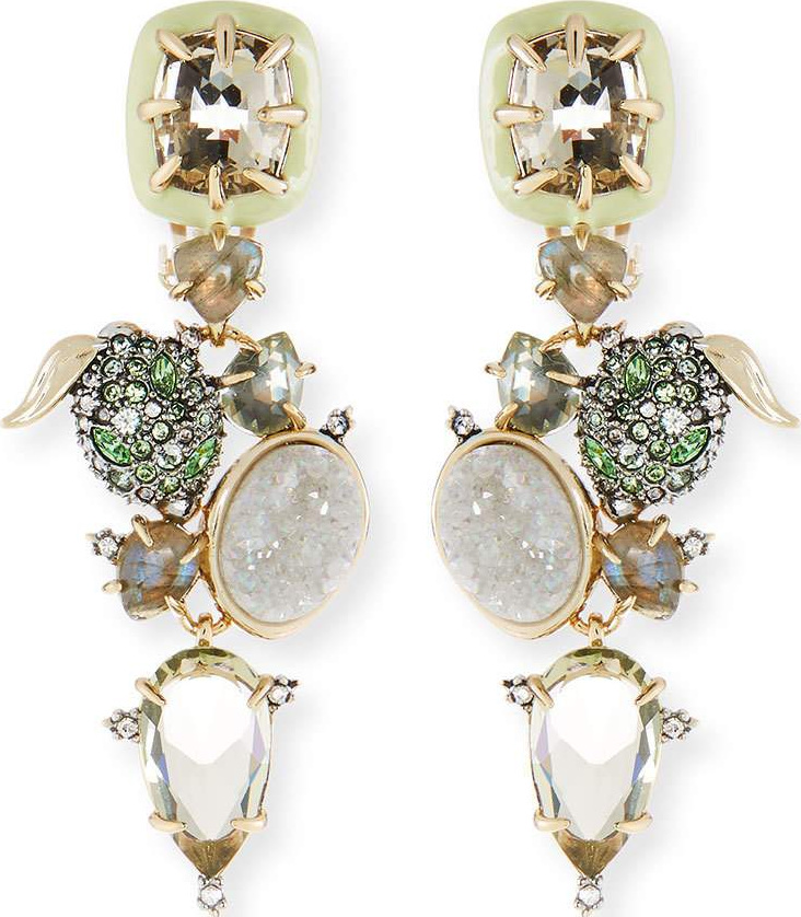 Alexis Bittar Crystal Encrusted Lime Cluster Clip-On Earrings