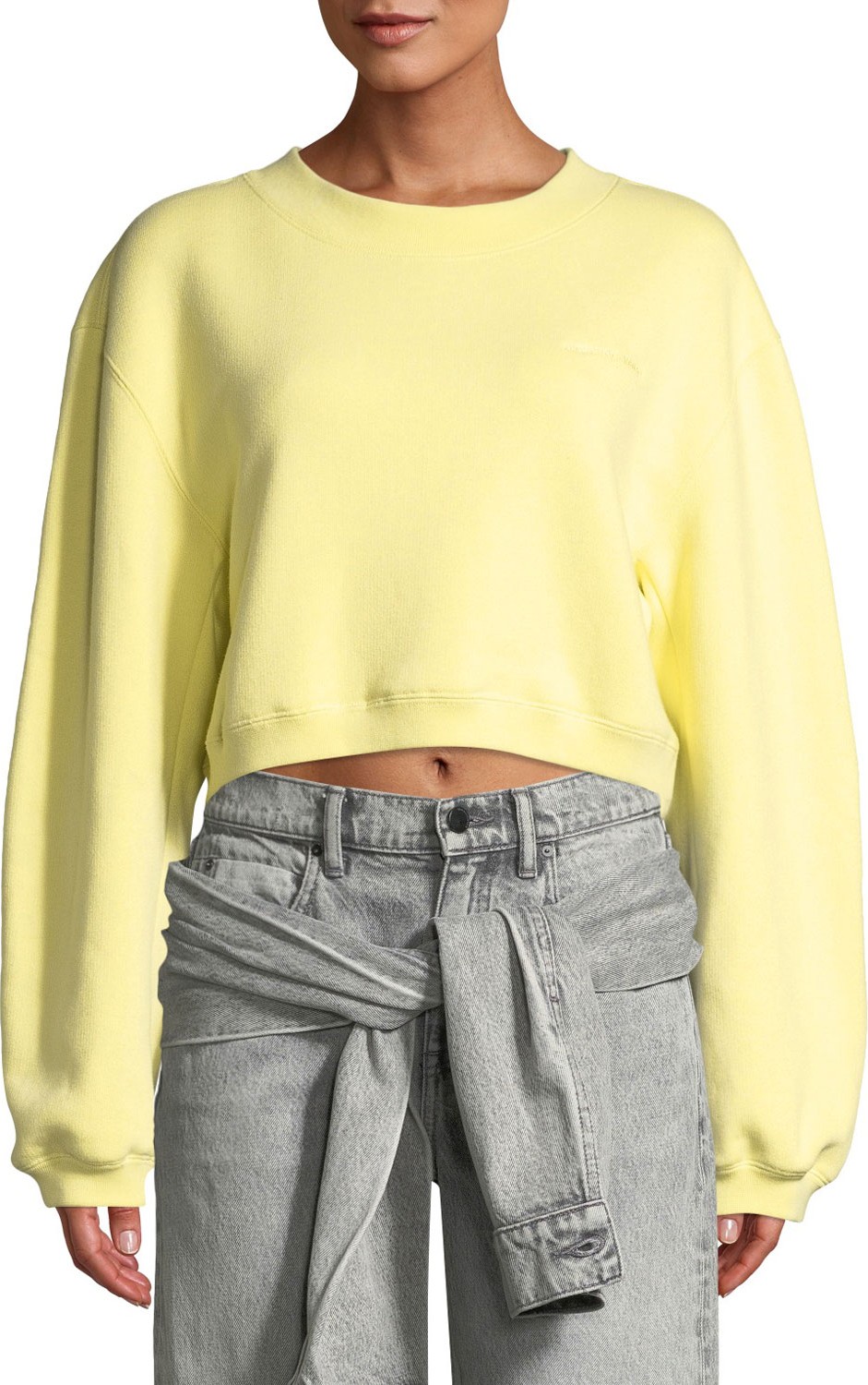 T By Alexander Wang Heavy French Terry Cropped Pullover Sweatshirt