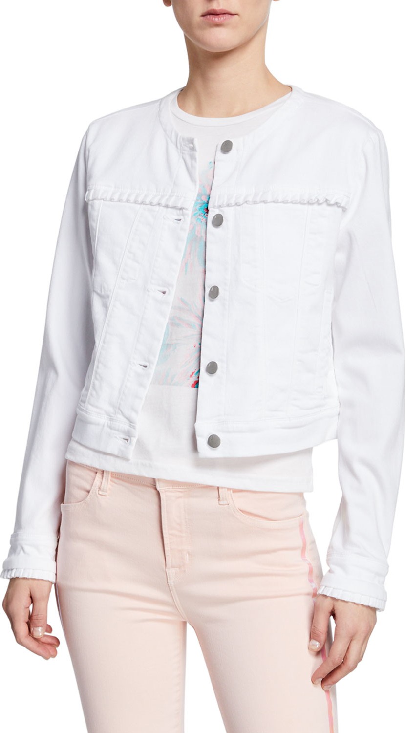 J BRAND Harlow Collarless Ruffle Denim Jacket