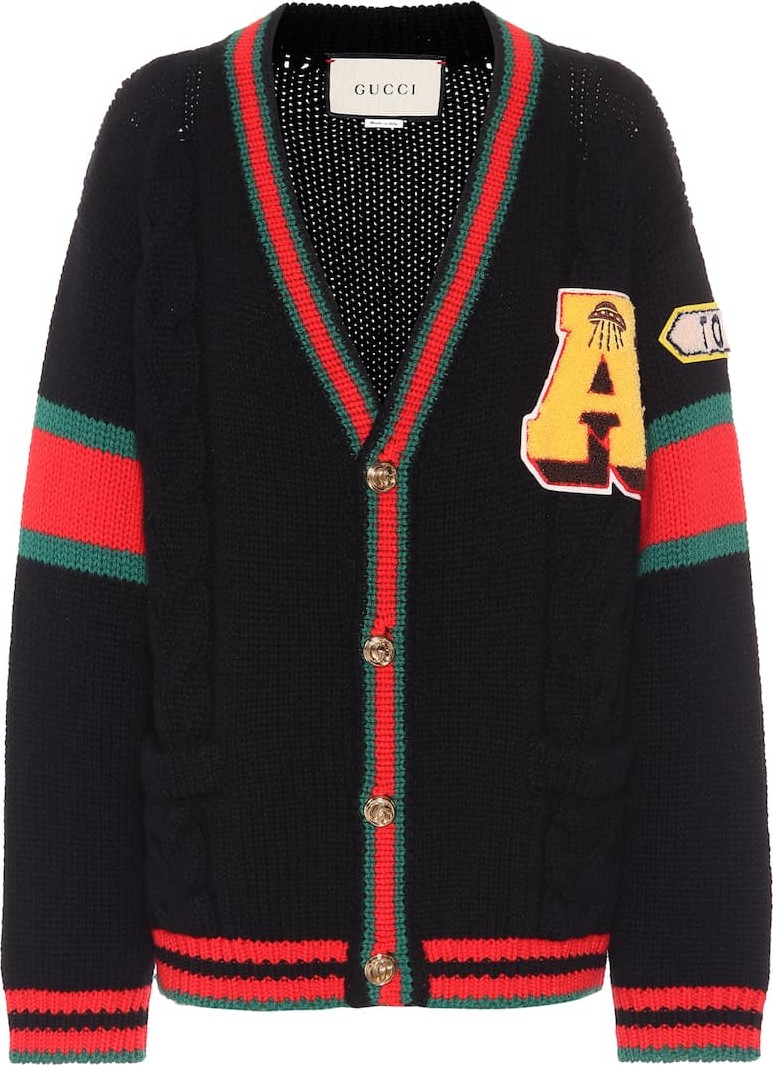 Gucci Appliquéd wool cardigan