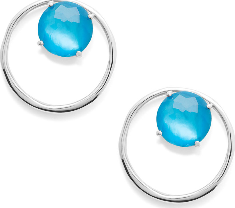IPPOLITA 925 Wonderland Circle Frame Post Earrings, Bright Blue