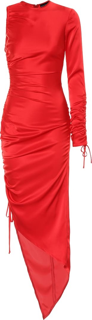 David Koma Ruched one-sleeve satin minidress