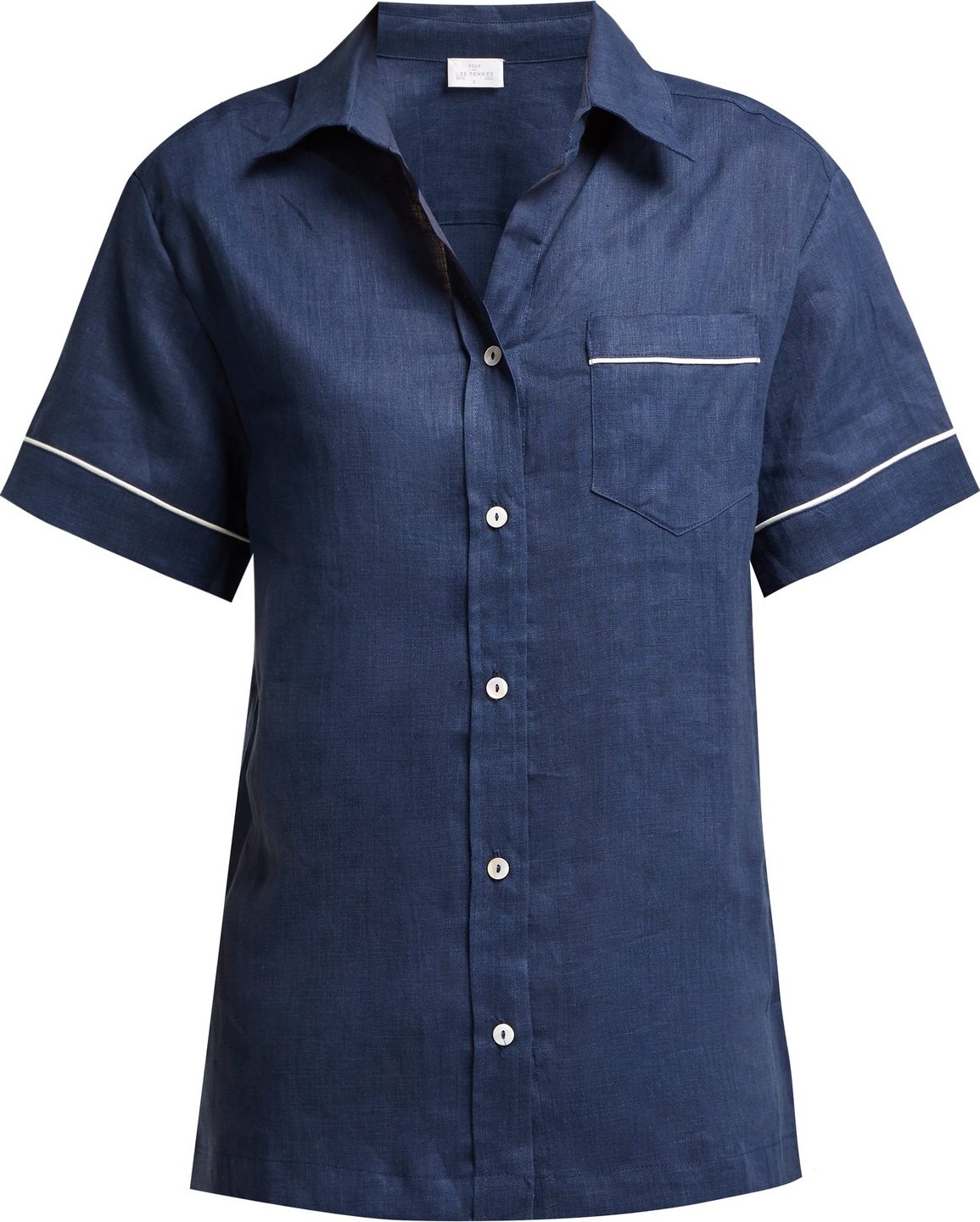 Pour Les Femmes Short-sleeved linen pyjama top