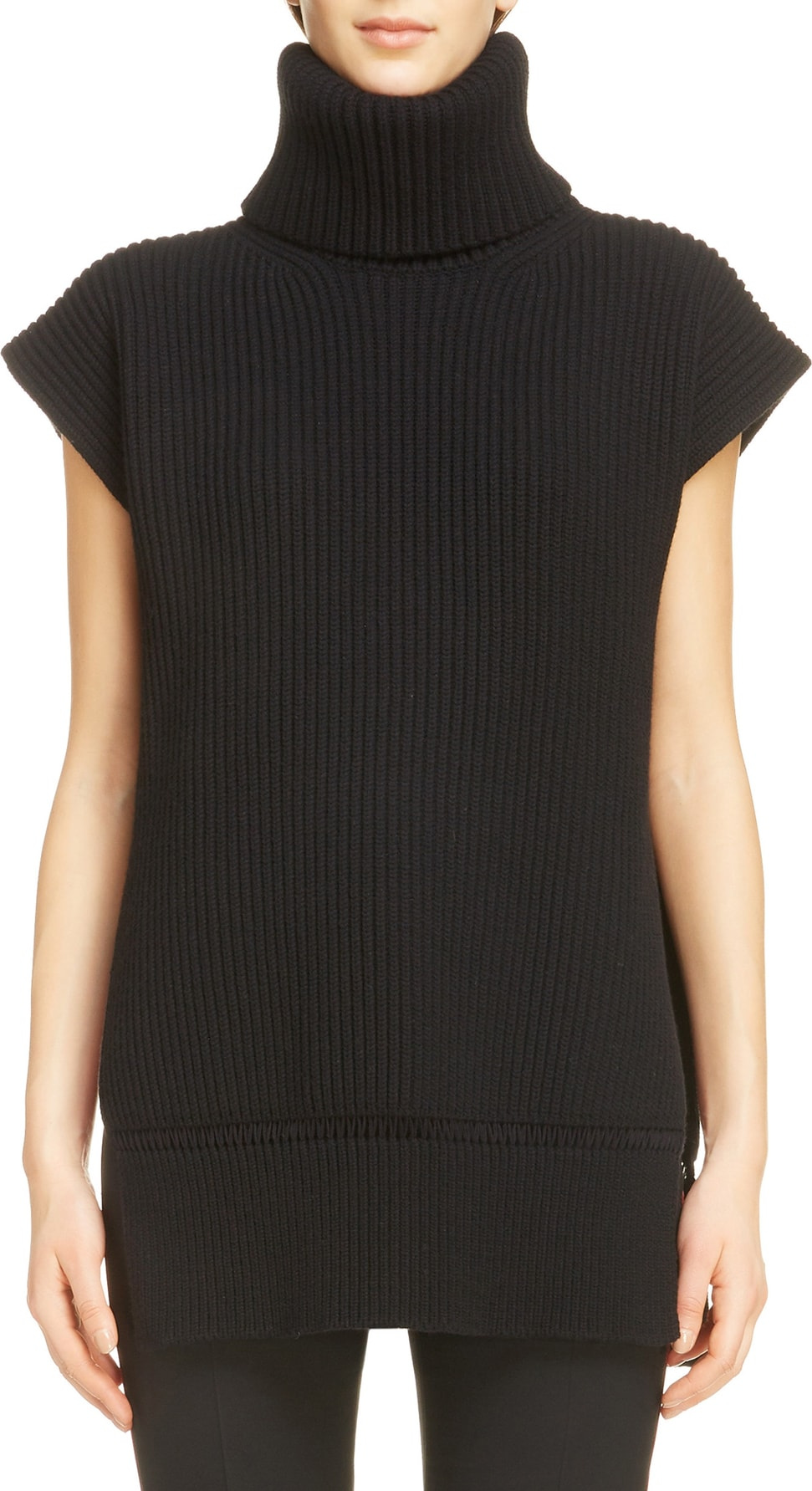 Alexander McQueen Split Back Wool & Cashmere Turtleneck Sweater