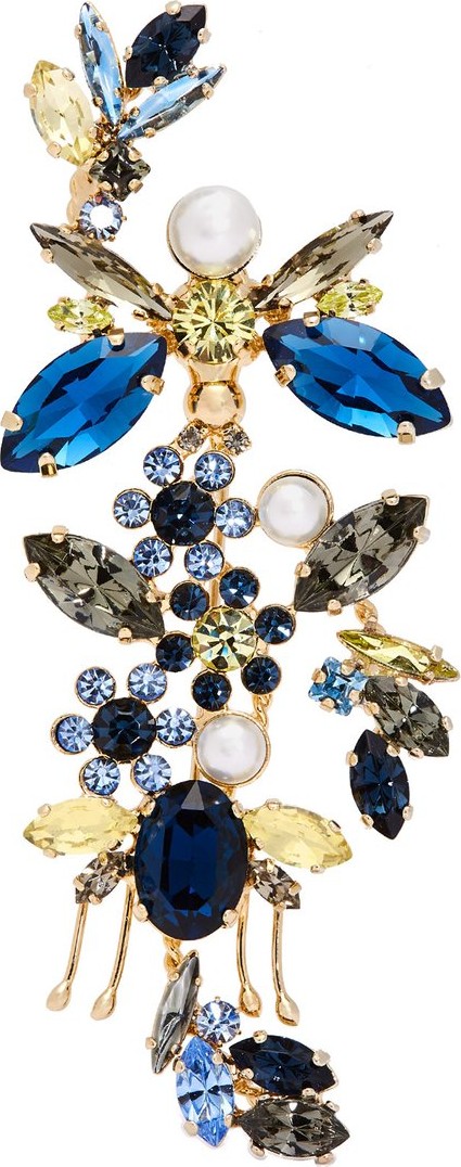 Erdem Crystal-embellished floral brooch