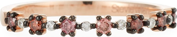 Stevie Wren Flowerette Stacking Ring in 14k Rose Gold with Pink Diamonds, Size 7