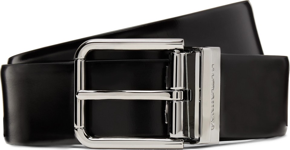 Dolce & Gabbana 3.5cm Black Polished-Leather Belt