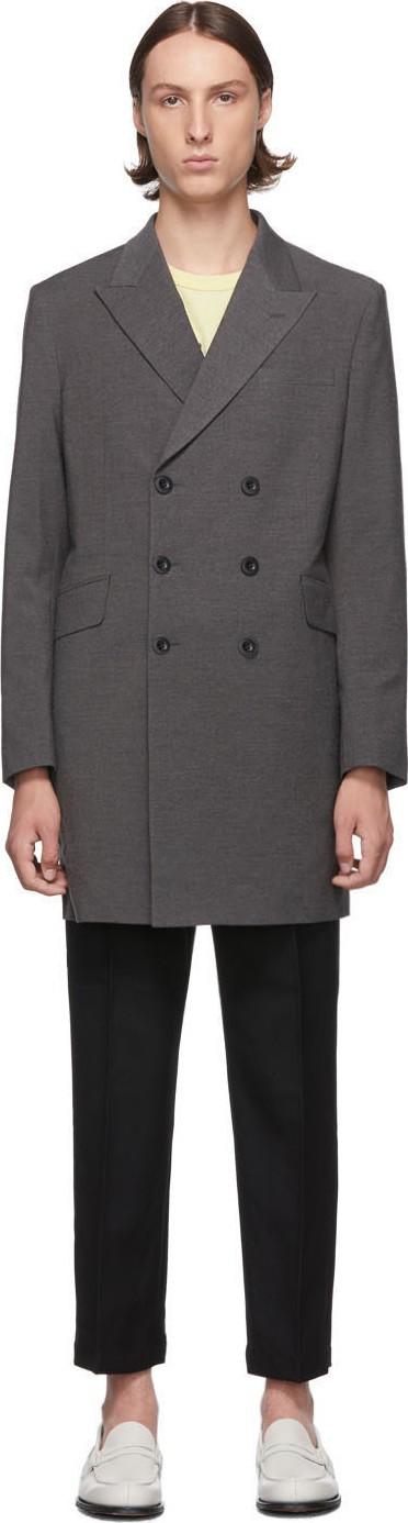 Junya Watanabe Grey Double-Breasted Cloth Coat