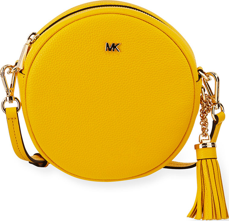 MICHAEL MICHAEL KORS Canteen Medium Round Leather Crossbody Bag - Golden Hardware