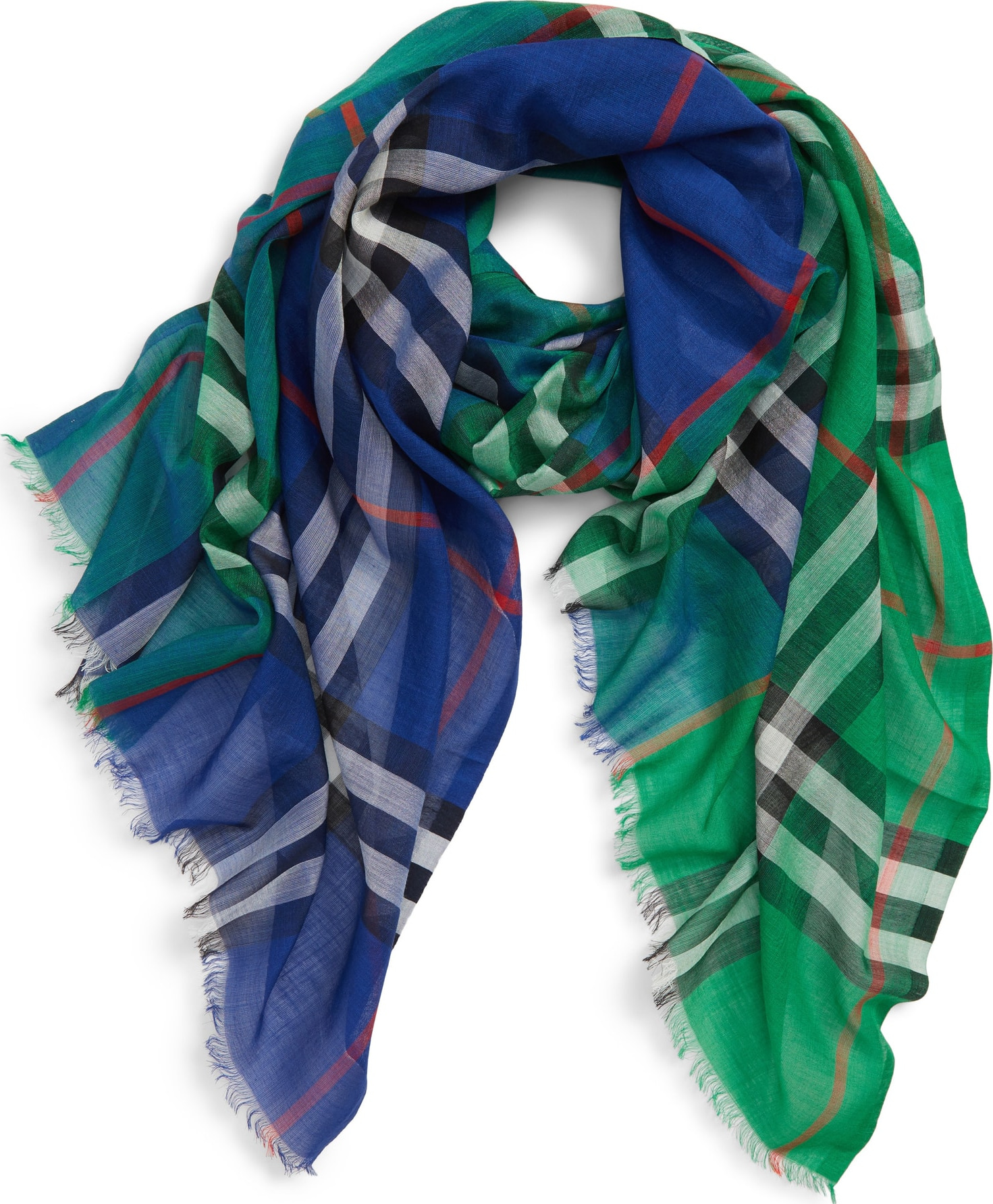 Burberry London England Rainbow Giant Check Wool & Silk Scarf
