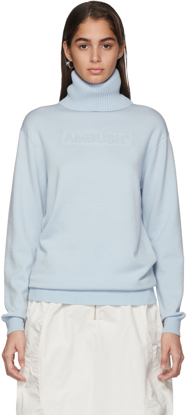 Ambush SSENSE Exclusive Blue Knit Embossed Turtleneck