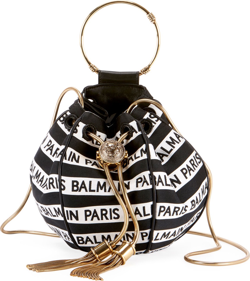 Balmain Mini B Jacquard Bucket Bag