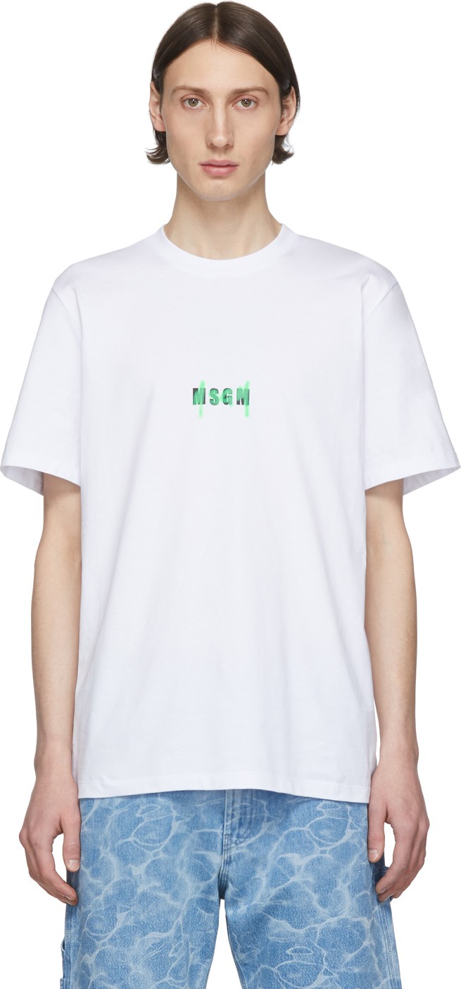 MSGM White Graffiti Logo T-Shirt