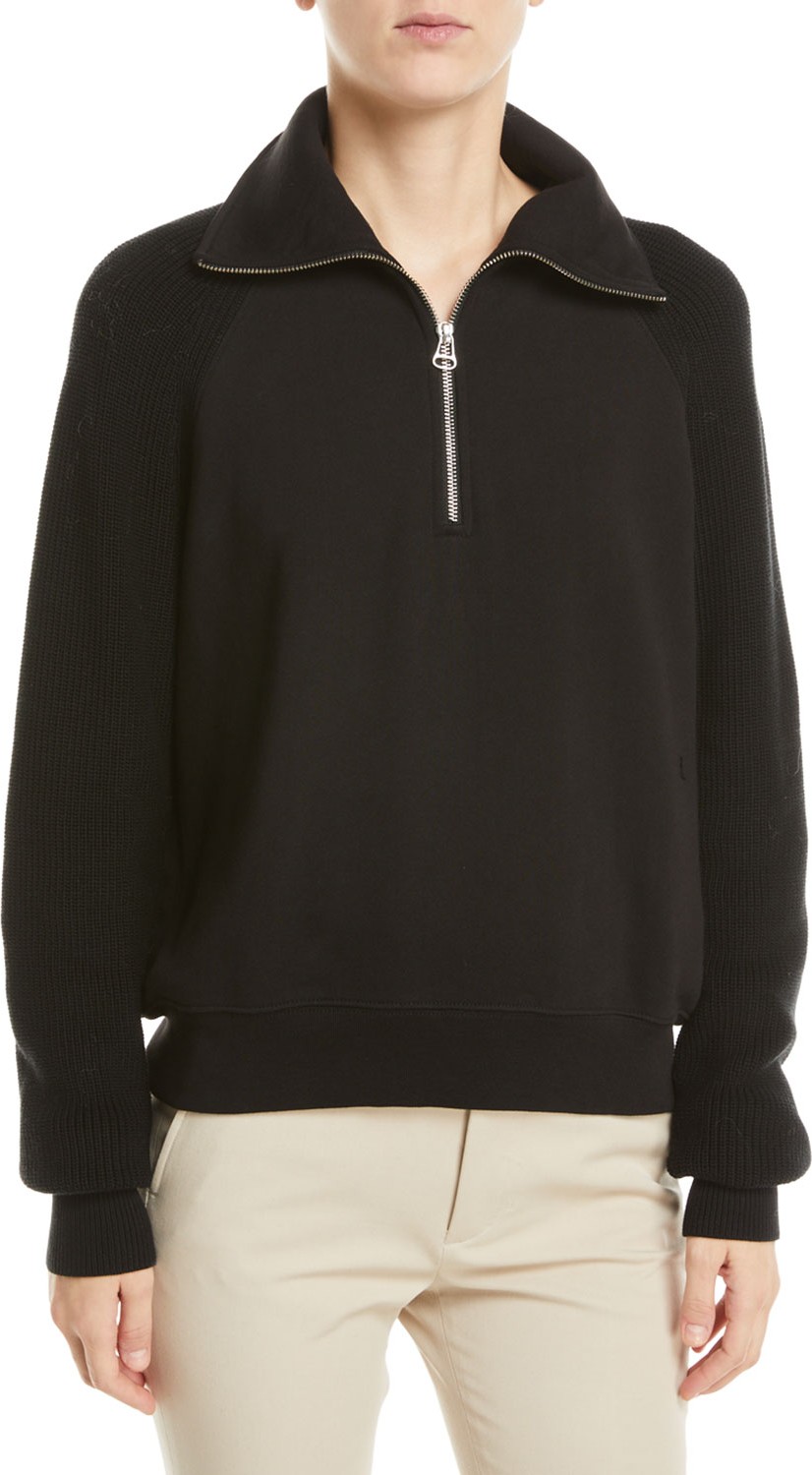 Helmut Lang Combo Half-Zip Pullover Sweatshirt
