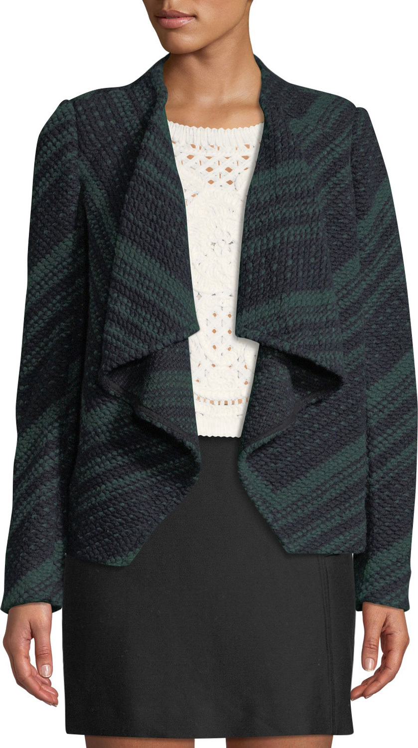 ba&sh Ilda Stripe Knit Open-Front Blazer Jacket