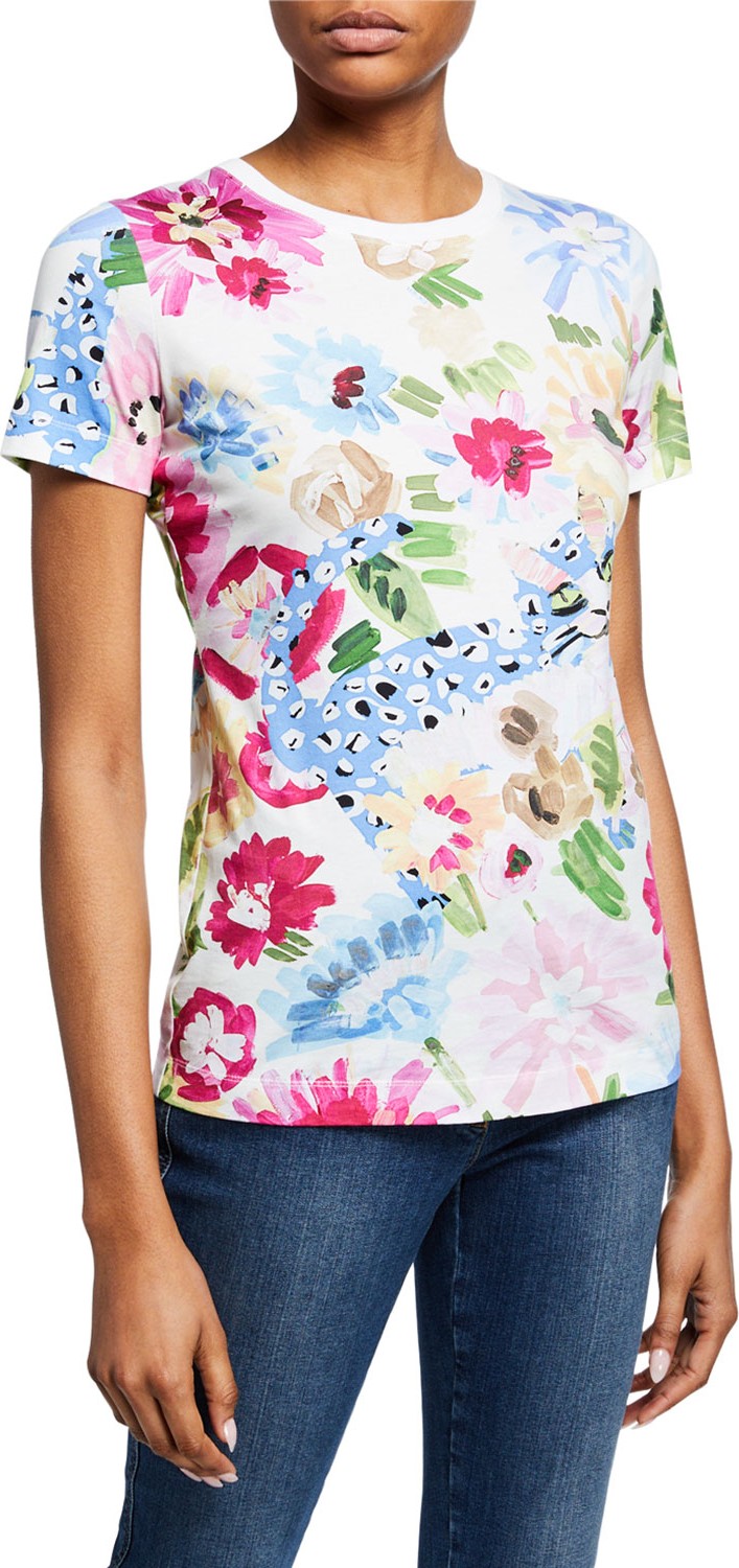 Escada Short-Sleeve Garden Floral-Print Tee
