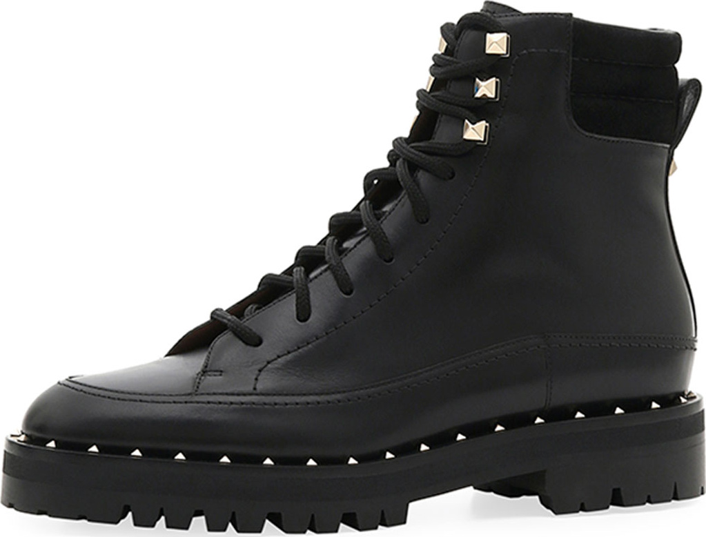 Valentino Soul Rockstud Leather Combat Boots