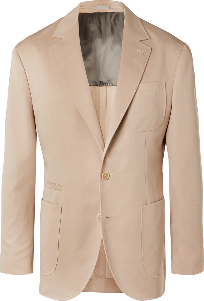 Brunello Cucinelli Beige Wool and Cotton-Blend Suit Jacket