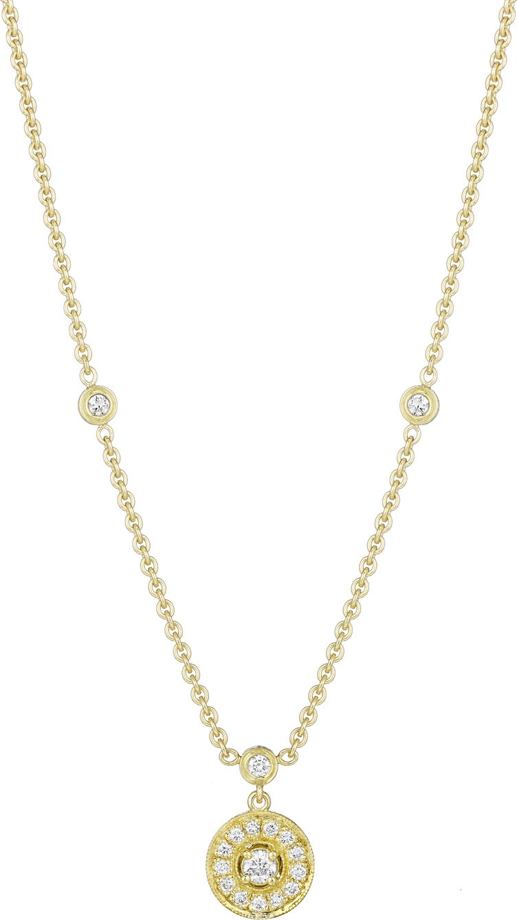 Penny Preville 18k Gold Large Round Diamond Pendant Necklace