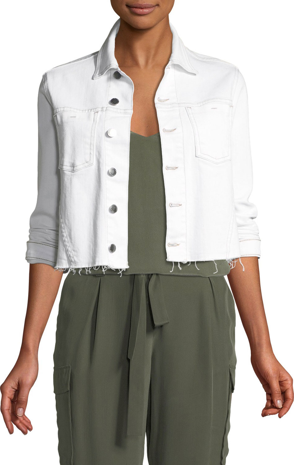 L'AGENCE Zuma Lace-Up Denim Jacket