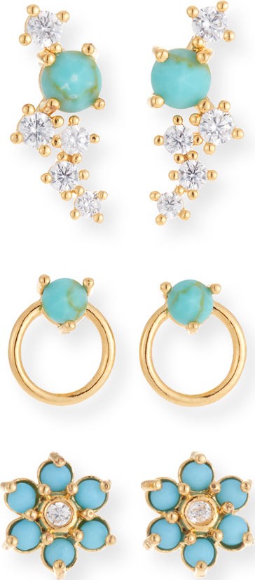 Tai Turquoise Earrings, Set of 3