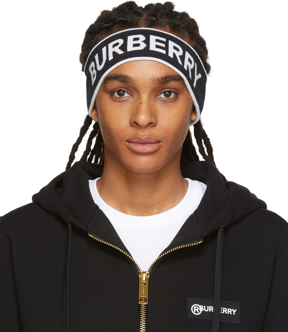 Burberry London England Black & White Branded Headband