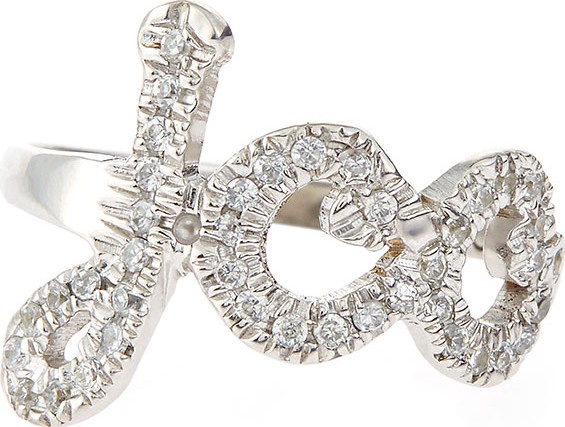 Jennifer Creel 14K Gold Monogram Ring with Diamonds