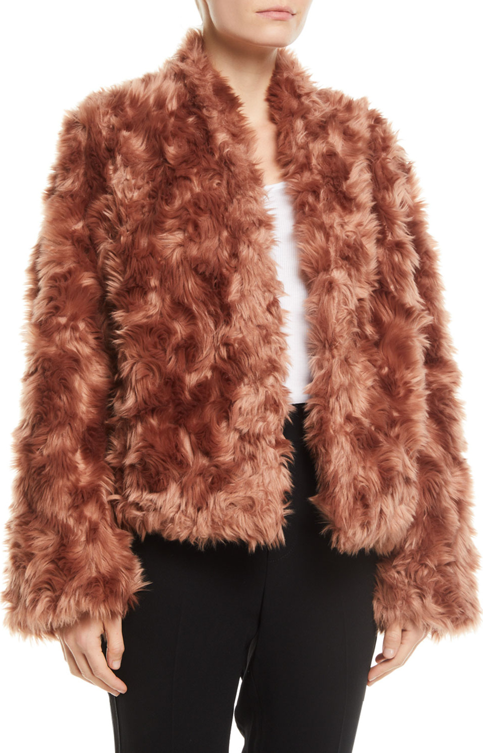 Vince Plush Faux-Fur Cropped Jacket