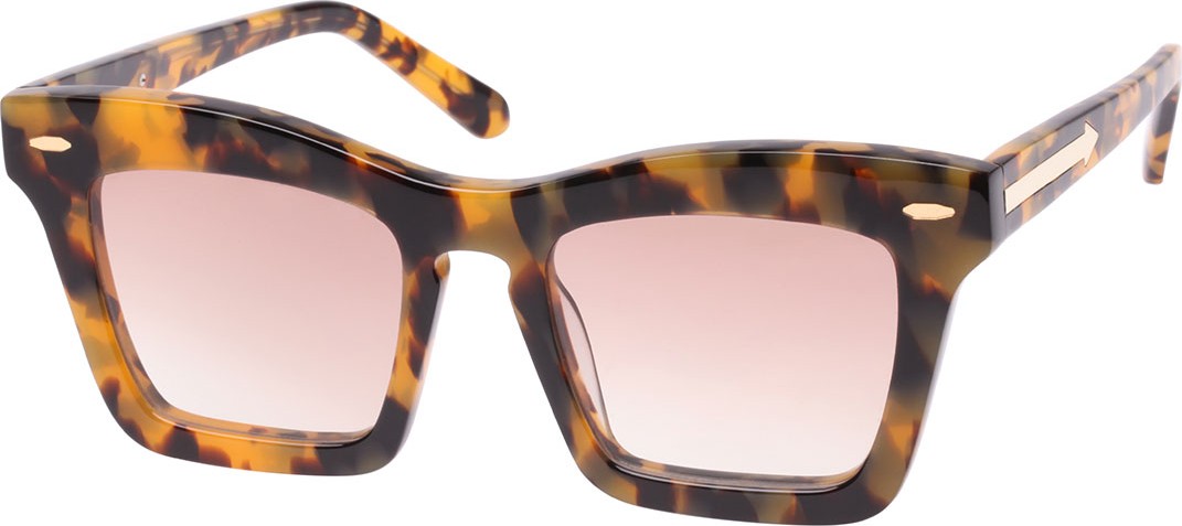 Karen Walker Banks Rectangle Acetate Sunglasses, Brown Pattern