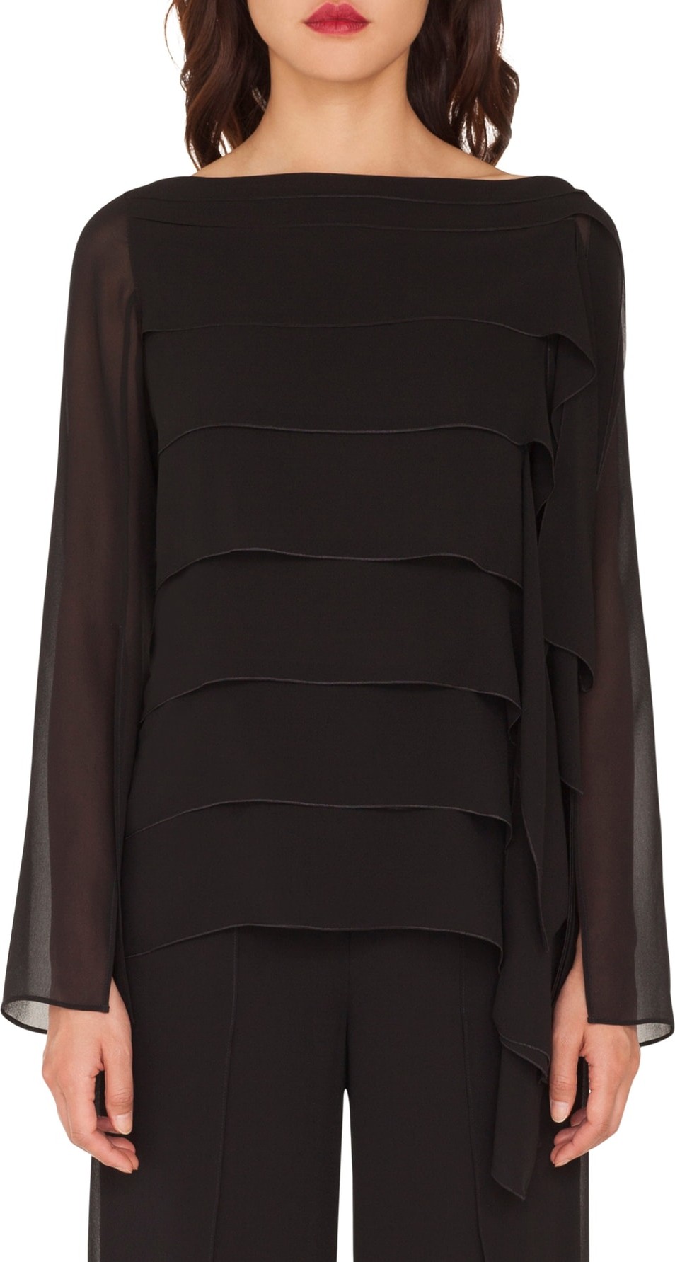 Akris Ruffle Silk Chiffon Blouse