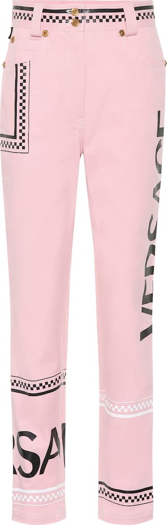 Versace Printed high-rise straight jeans
